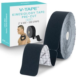 Vive Kinesiology Tape Roll - Kt Tape Precut Strips (2" x 105 Feet/128 Strips) - Kinesio Sports Tape Athletic - Knee, Shoulder, Ankle, Muscle K Tape Adhesive Elastic Wrap - Body Kinetic Tape Waterproof