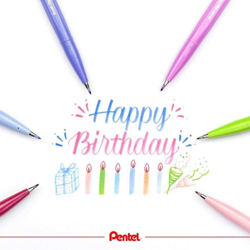 Pentel SES15C-D3 Brush Touch Sign Pen, Turquoise Green, 5 Pens