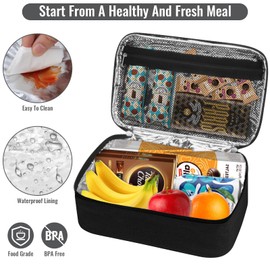 lmytdo Lunch Bag Tote Bag for Men Women Wide Open Insulated Cooler Bag Water-Resistant Thermal Leak-Proof Lunch Organizer for Men Girls Children School Outdoor Picnic Work (Black)