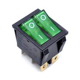 Ganasome 2pcs KCD4 Green Light 6P Terminals ON/Off Double SPST 2 Way Snap in Boat Rocker Switch - AC 250V 16A