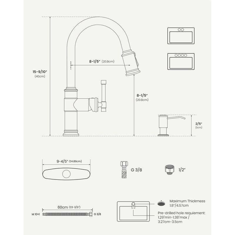Pull Down Single Handle Kitchen Faucet High Arc, One Hole