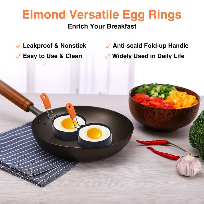Egg Rings 3.5 Inch 4 Packs for Non-Stick Roasting Egg