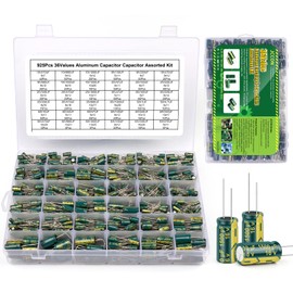 BEEYUIHF 925Pcs 36Values Aluminum Electrolytic Capacitor Assortment Kit Lowesr Capacitors Assorted Kits 1uF 4.7uF 10uF 22uF 47uF 100uF 220uF 330uF 470uF 680uF 1000uF
