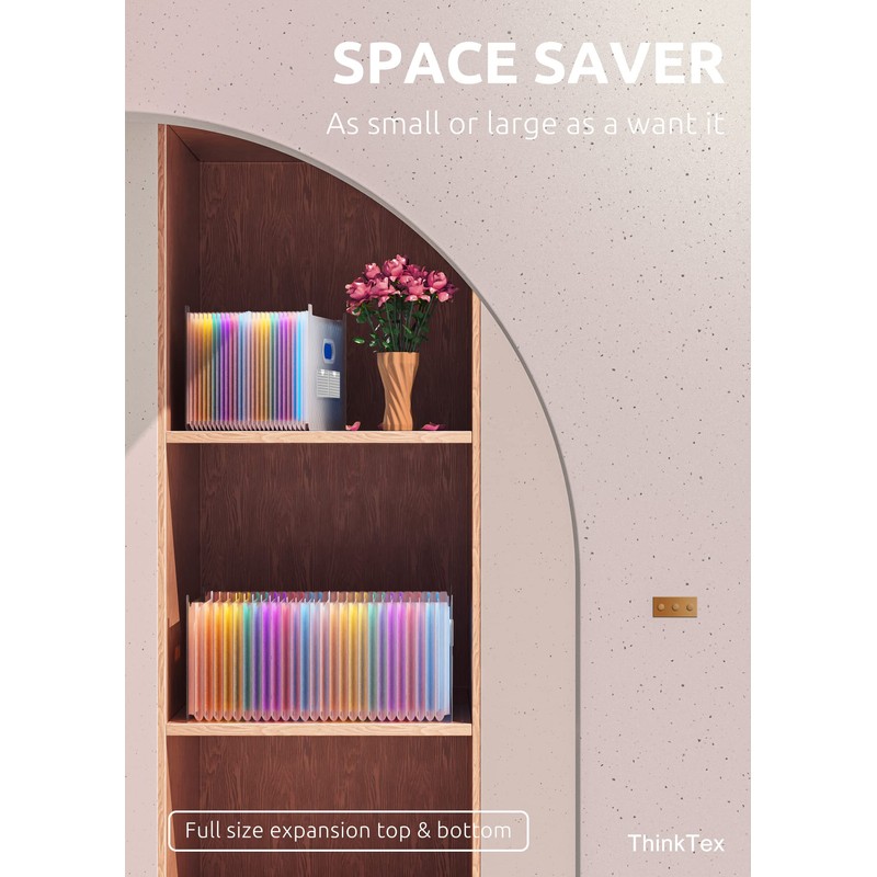 ThinkTex 26 Pockets Expanding File Folder, Upright & Open Top,