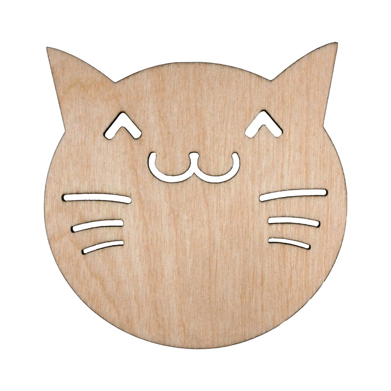 CHIC&CHARM Set of 8 Wooden Cat Coasters - Perfect Decoration