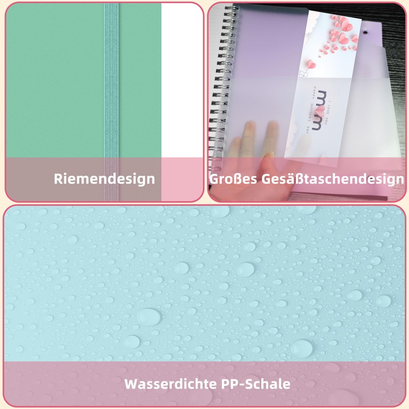 Qefuna Notebook A5 Lined, 300 Pages Spiral Notebook, 100 g/m²