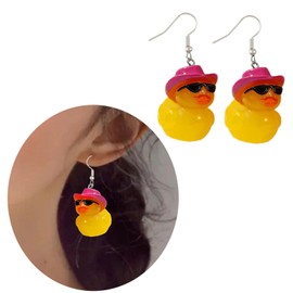 SANGXIU Cute Duck Keychain with Hat Handmade Yellow Duck Pendant Keychain/Earrings Eye catching Pendant for Women and Kids
