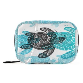 Naanle Sea Turtle Abstract Pill Box 7 Day Pill Case Travel Pill Organizer Bag with Zipper Portable Weekly Case Compact Size for Vitamin Supplement Holder