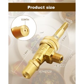 Nahntaipy Propane Gas Control Valve Fit for Hotel Commercial Kitchen, with 0.0472" Hole Nozzle & Chromed Steel Control Knob Stem Length 1.4"