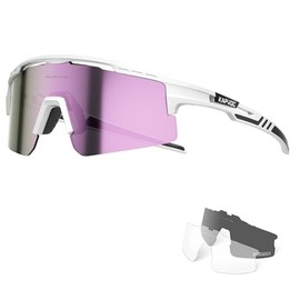 KAPVOE Polarized Cycling Glasses Sports Sunglasses for Men Women, UV400 MTB Bicycle Mountain Bike Glasses with 3 Lenses K75