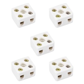 uxcell 2 Way Ceramics Terminal Blocks High Temp Porcelain Ceramic Connectors 21.5x19.5x14.2mm for Electrical Wire Cable 5 Pcs