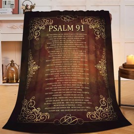Manta de salmo 91 religiosa cristiana verso de la Biblia, material de franela, decoración acogedora de Cristo, felpa mullida, cálida, suave, ligera, regalos para mujeres, hombres y niñas, sofá de 60 x