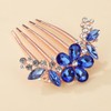 Chargances Boho Flower Rhinestone Hair Comb Blue Crystal Bridal Hair