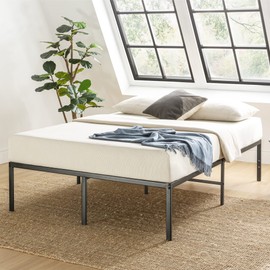 Best Price Mattress 16 Inch Metal Platform Bed Frame, Heavy Duty Steel Slats, Black, Full (SPSC-16BK-F)