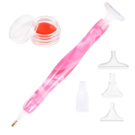 RovyFota RovyFota Diamond Painting Pen, Handmade Resin Diamond Painting Pens with Glue Clay and Various Tips, More Comfortable and Faster, 5D Diamond Painting Tools for Diamond Paintings Hobby (Pink)