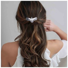 Yheakne Boho Eagle Star Hair Clip Hair Clip Goth Punk Wings Hair Clip Silver Wings Hair Clips Metal Vintage Owl Hair Clip Hairpiece Decorative Hair Accessories for Women and Girls (Silver)