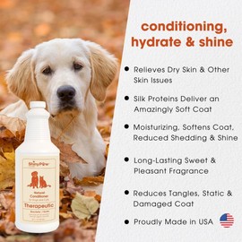 Dog Conditioner for Allergies and Itching | Shiny Paw 32 oz Shea Butter & Vanilla Conditioner for Dogs & Cats | Dog Matted Hair Detangler | Made in The USA