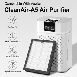 2 Pack ClearAir-A5 Replacement Filt-er Compatible with VEWIOR A5 ClearAir-A5 H13 True HEPA Air Cleaner Purifi-er for Home Large Room, 3-in-1 High-efficiency Air Filt-er for Wildfire Smoke Pollen Dust