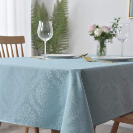 maxmill Square Tablecloth Damask Design Water Proof Wrinkle Free Heavy Weight Soft Tablecloth Decorative Table Cover for Outdoor and Indoor Use Square 60 x 60 Inch Blue Haze