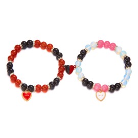 QRH Matching Love Heart Bracelets for Women Men Couple Matching Bracelets Relationship Friendship Heart Matching Bracelets Kawaii Birthday Jewelry- 02