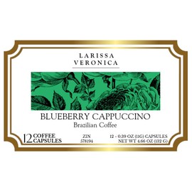 Blueberry Cappuccino Brazilian Coffee (Single Serve K-Cup Pods) (Gourmet, Naturally Flavored, Whole Coffee Beans) (12 pods, ZIN: 578194)