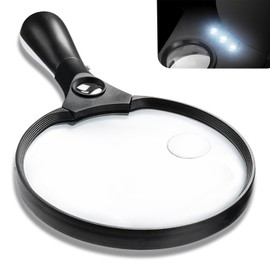 Large Magnifying Glass with Light - Coin Magnifier 𝟏𝟎𝐗 𝟐𝟓𝐗 𝟒𝟓𝐗 Lighted Magnifying Glass with 3 LED Lights, 𝟓.𝟓𝐈𝐧𝐜𝐡 Senior Kid Handheld Magnifying Glasses for Reading Exploring Observing