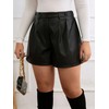 MakeMeChic Women's Plus Size PU Leather Shorts Loose Button Front