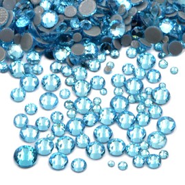 AD Beads 600PCS Mixed Size DMC Iron On Hotfix Crystal Rhinestones Flatback Nail Art (27 Aquamarine)