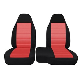 Fioqe 2PCS Front 60/40 High Back Bench Seat Cover for Ford Ranger XLT 2004 2005 2006 2007 2008 2009 2010 2011 2012 (Without Console Cover) -Red