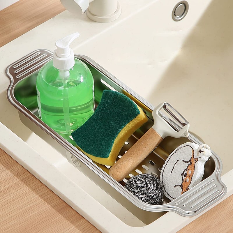 Over The Sink Colander Strainer Basket, 304 Stainless Steel Extendable