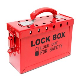 WISAMIC Group Lockout Tagout Lock Box: with 13 Slots Portable Safety Lockout Box Steel Red