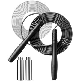 Weighted Jump Rope for Speed. Adjustable Skipping Rope for Men Women Fitness Exercise Workout Outdoor Indoor Home Gym (Black)