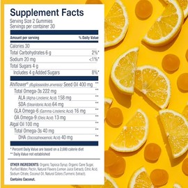Wiley's Finest Gomitas veganas de omega-3 Suplemento vegetariano DHA Omega-3 – Sabor a limón, 60 gomitas