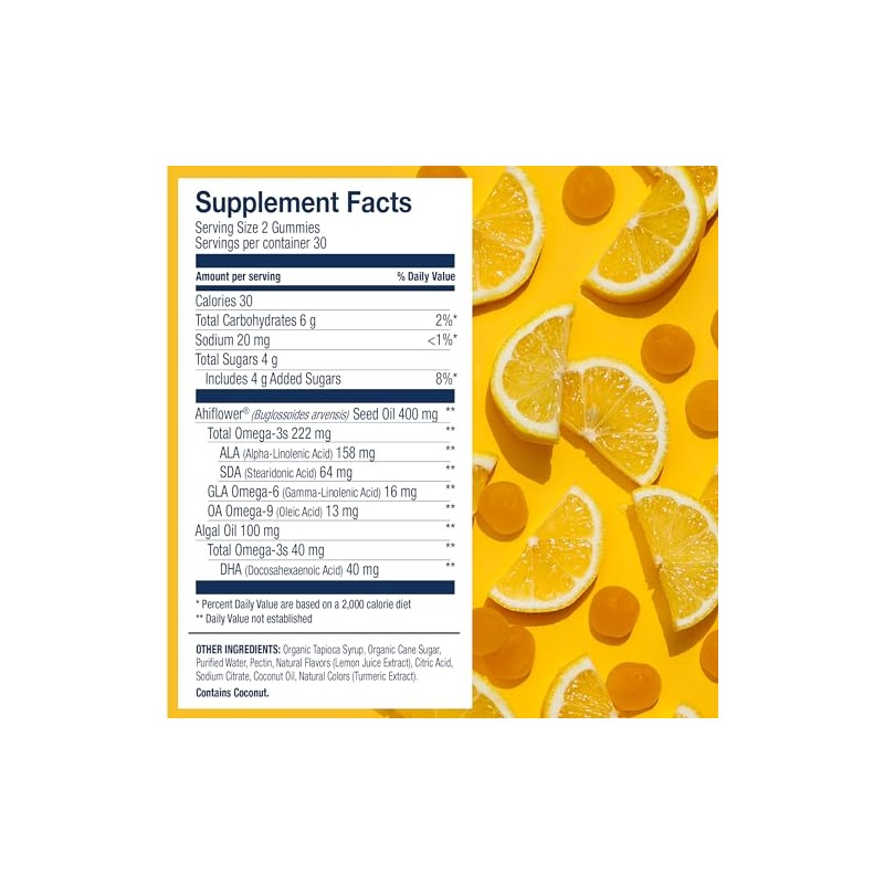 Wiley's Finest Gomitas veganas de omega-3 Suplemento vegetariano DHA Omega-3