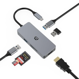 Tiergrade USB C Hub Multiport Adapter, 6-in-1 USB C Hub with 4K HDMI Output, 3 USB 3.0 Ports, Micro SD/TF Card Reader, PD Charger Port and Audio Jack