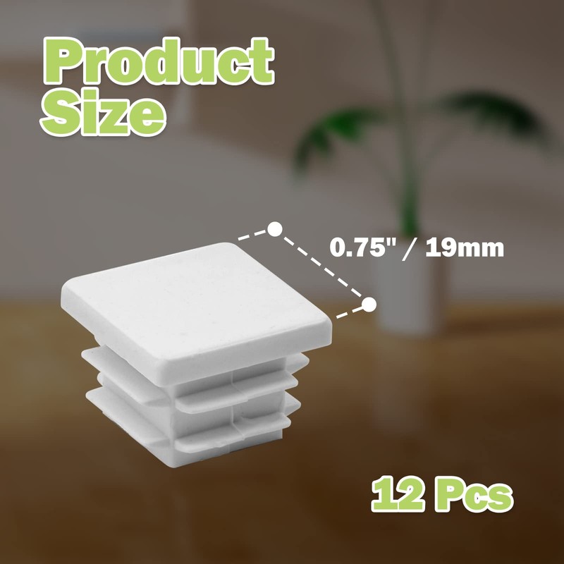 Jiozermi 12 Pcs 3/4" Square Plastic Plug, White Square Plastic