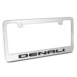 iPick Image for GMC Denali New in 3D on Mirror Chrome Metal License Plate Frame