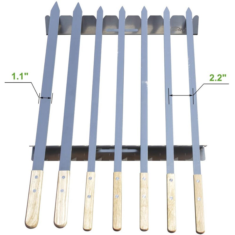GOUTIME Stainless Steel Shish Kabob Skewer Rack with Storage Bag,