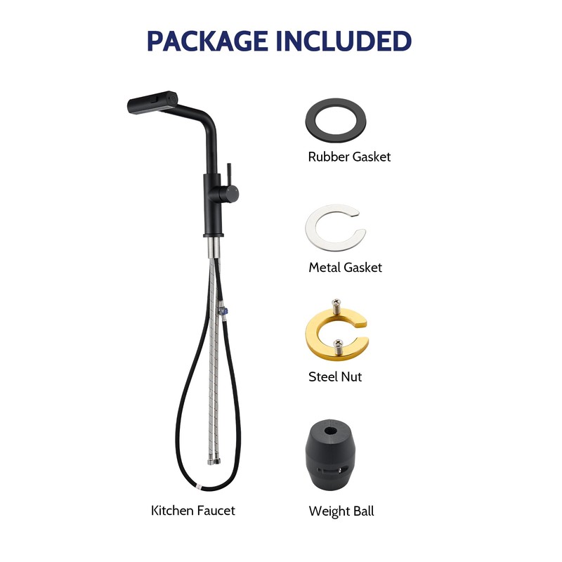 Kitchen Faucet with Pull Down Sprayer, Waterfall Single Hole Single