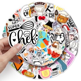 Pack of 50 Chef Stickers for Bumper, Motorcycle, Fridge, Laptop, Car, Scrapbooking, Luggage, Cute Chef Career Waterproof Stickers, Adult Girls Gift, Aesthetic Graffiti Stickers