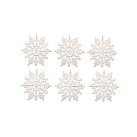 Kipokalor White Plastic Snowflake Ornaments 24pcs 3inch Tiny Sparkling White Iridescent Glitter Snowflake Ornaments on String Hanger for Decorating, Crafting and Embellishing (3inch, White)