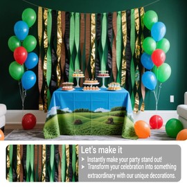 150 Meters Green Birthday Party Decoration Streamers, 4.5cm Wide Crepe Paper Streamers for Birthday, Game Party-6 Rolls Each 25 Meters