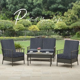 Outdoor Waterproof Cushion Covers,Stretch Patio Cushion Covers Replacement Sofa Washable Cushion Slipcover,Fit for Outdoor Furniture(Dark Grey,4Pcs)