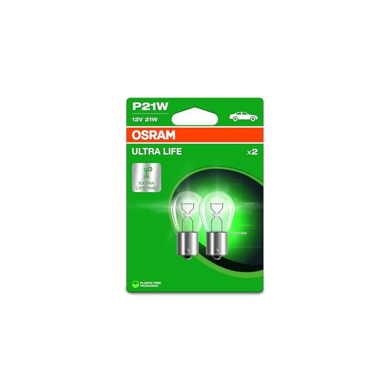 OSRAM ULTRA LIFE, P21W, Double Blister, (2 lamps), white