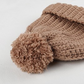 OCCIENTEC Knitted Hat and Scarf Set, Winter Beanie Pompom Hat Warmer Scarf 2 in 1 Set, Brown 1