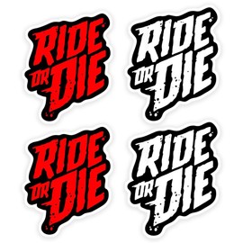 4pcs 1.97''x2.36'' Ride OR DIE Mountain Bike MTB Stickers for Cycling or Chassis, Waterproof Stickers, Fun Car Decals, Suitable for Walls, Computers, Tables, Cars, Trucks, Windows, etc | CZ24