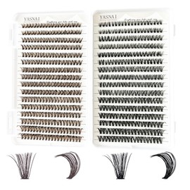 Brown Lash Clusters and Black 40D DIY Lash Extension 640pcs Lash Clusters Eyelash Extension D Curl, 8-16mm Mix Individual Lashes eye makeup for Self Application at Home