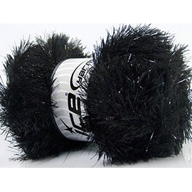 Large 100 Gram Skein Black Eyelash Dazzle Metallic Eyelash Yarn