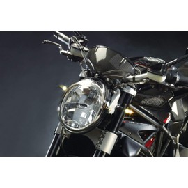 Kuryakyn 2540 Motorcycle Lighting Accessory: Kellermann Micro Rhombus PL, LED Running/Turn Signal/Blinker Light, White/Amber, Front Left, Satin Black, Pack of 1