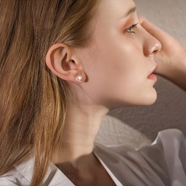 Toptrend Silver Studs Earrings for Women, Crystal Heart Sterling Silver Stud Earrings for Women Girl Christmas Anniversary Birthday Jewelry Gifts for Her Women